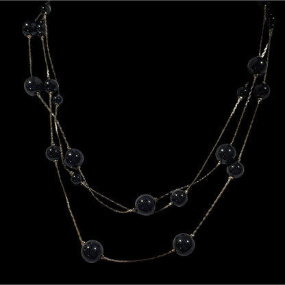 Claire's Black And Silver Tone Multilayer Floating Necklace