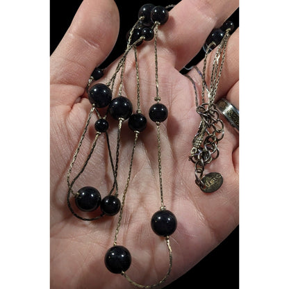 Claire's Black And Silver Tone Multilayer Floating Necklace