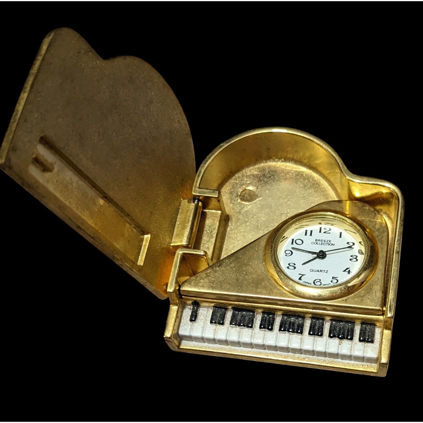 Vintage Breeze Collection Gold Piano Desk Clock