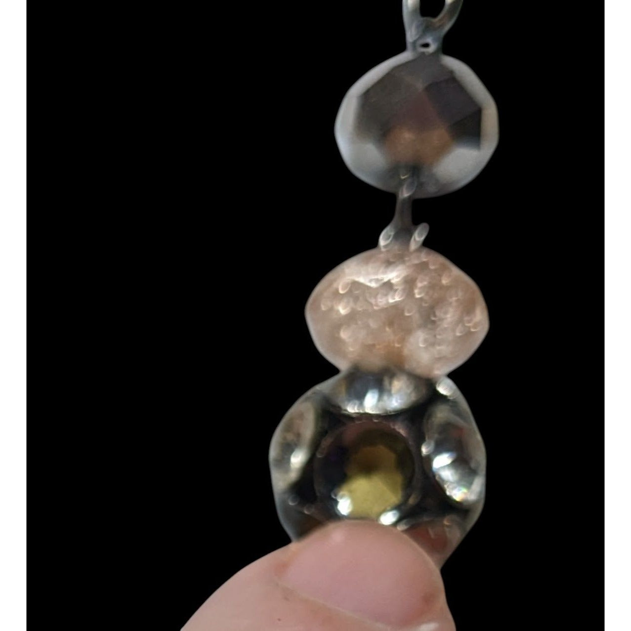Vera Wang Gunmetal And Pink Glass Layered Station Necklace