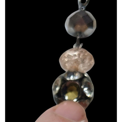 Vera Wang Gunmetal And Pink Glass Layered Station Necklace