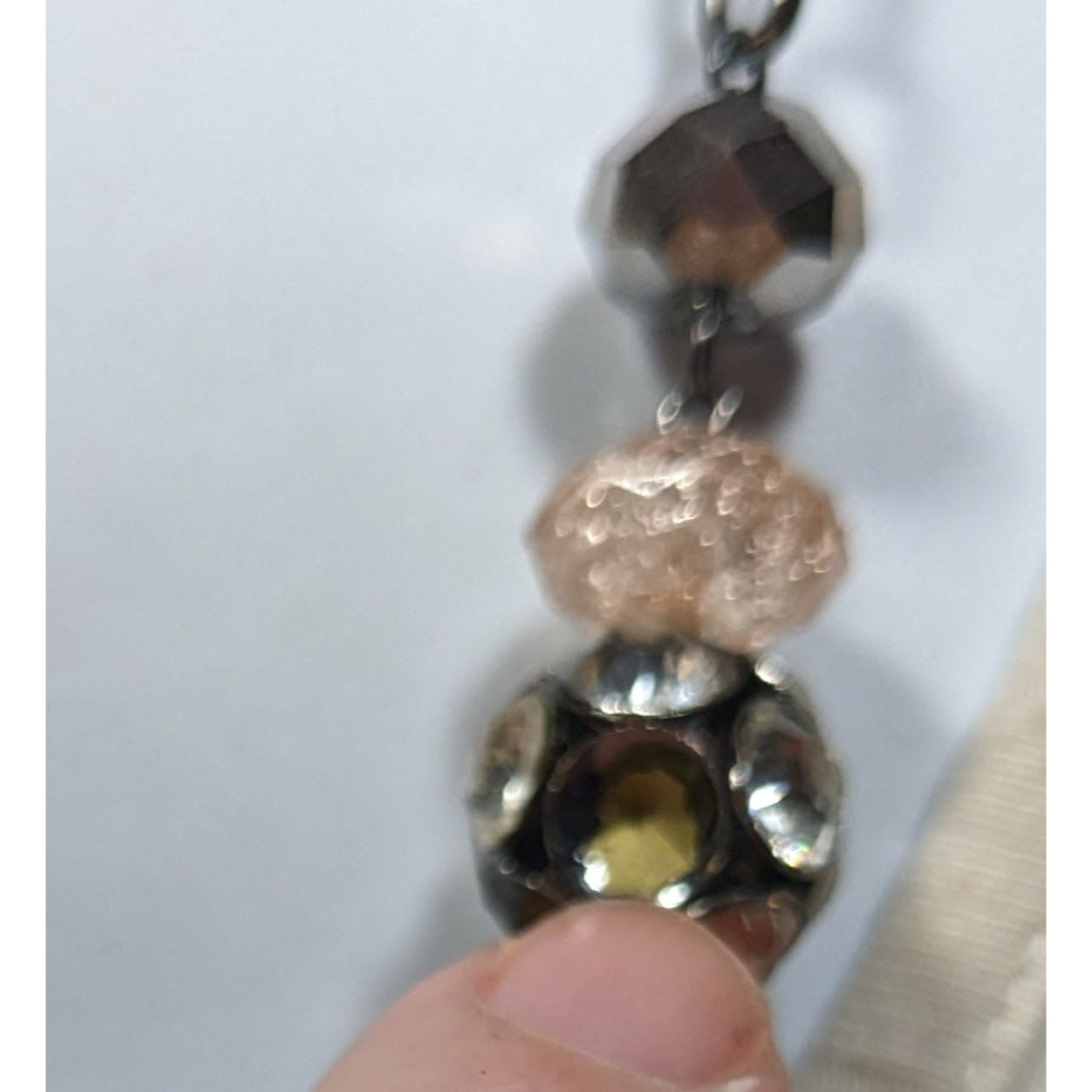 Vera Wang Gunmetal And Pink Glass Layered Station Necklace