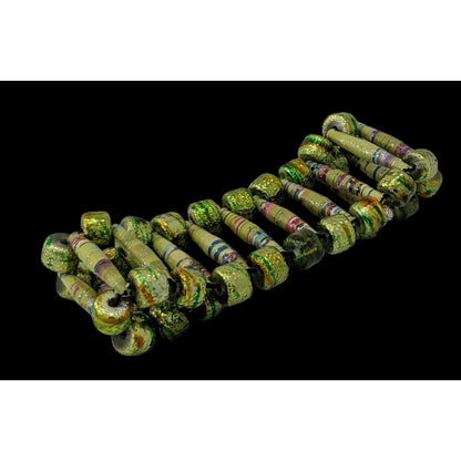 Handmade Metallic Green Paper Bead Stretch Bracelet