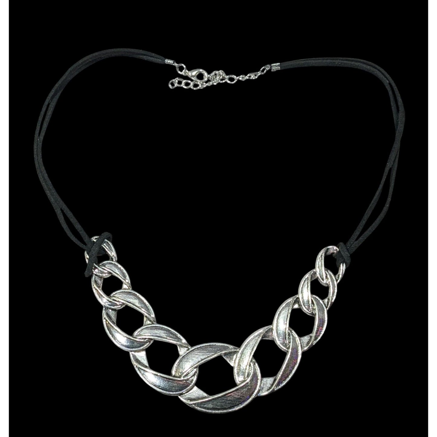 Streetwear Glam Chunky Faux Chain Necklace With Faux Suede Cord