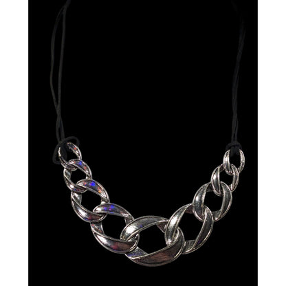 Streetwear Glam Chunky Faux Chain Necklace With Faux Suede Cord