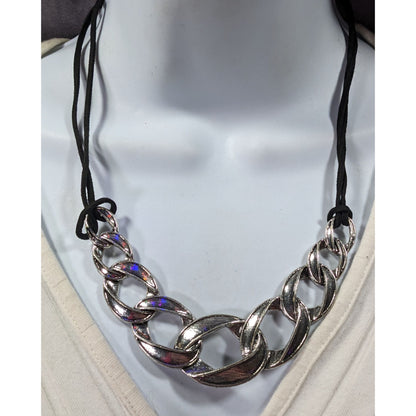Streetwear Glam Chunky Faux Chain Necklace With Faux Suede Cord