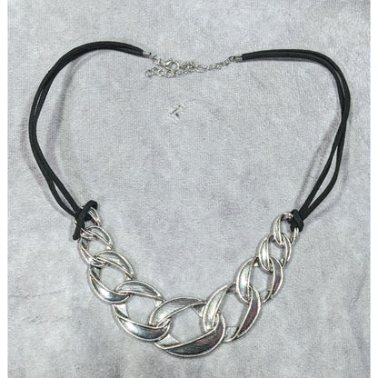 Streetwear Glam Chunky Faux Chain Necklace With Faux Suede Cord