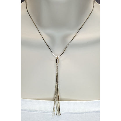Vintage Gold Chain Necklace Tassel Pendant 70s Glam Statement Jewelry
