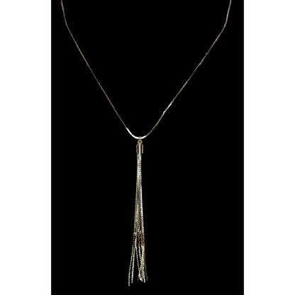 Vintage Gold Chain Necklace Tassel Pendant 70s Glam Statement Jewelry