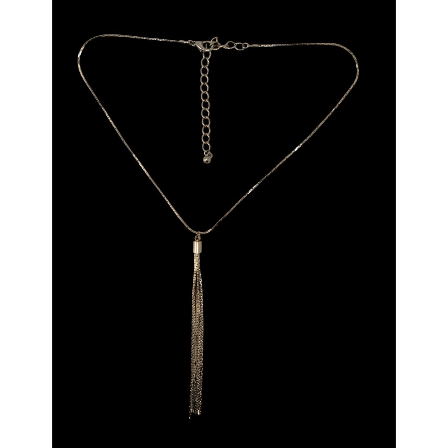 Vintage Gold Chain Necklace Tassel Pendant 70s Glam Statement Jewelry