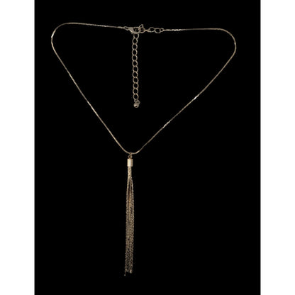 Vintage Gold Chain Necklace Tassel Pendant 70s Glam Statement Jewelry
