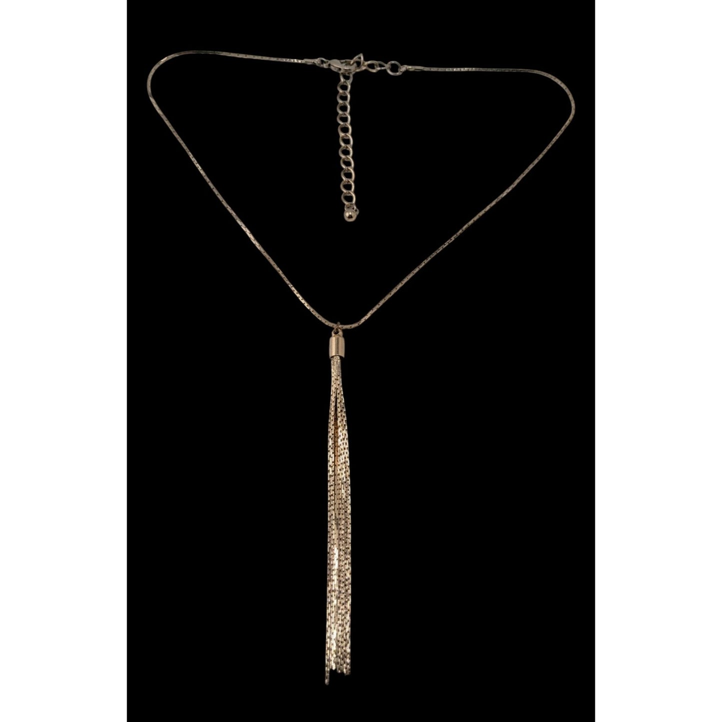 Vintage Gold Chain Necklace Tassel Pendant 70s Glam Statement Jewelry