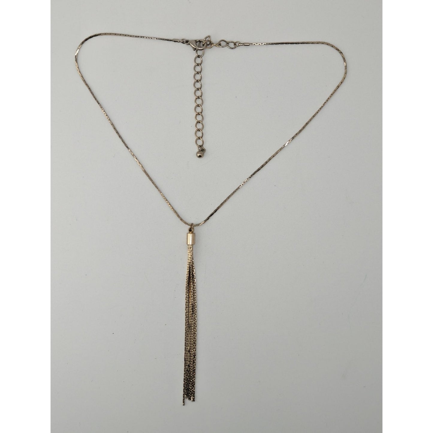 Vintage Gold Chain Necklace Tassel Pendant 70s Glam Statement Jewelry