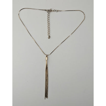 Vintage Gold Chain Necklace Tassel Pendant 70s Glam Statement Jewelry