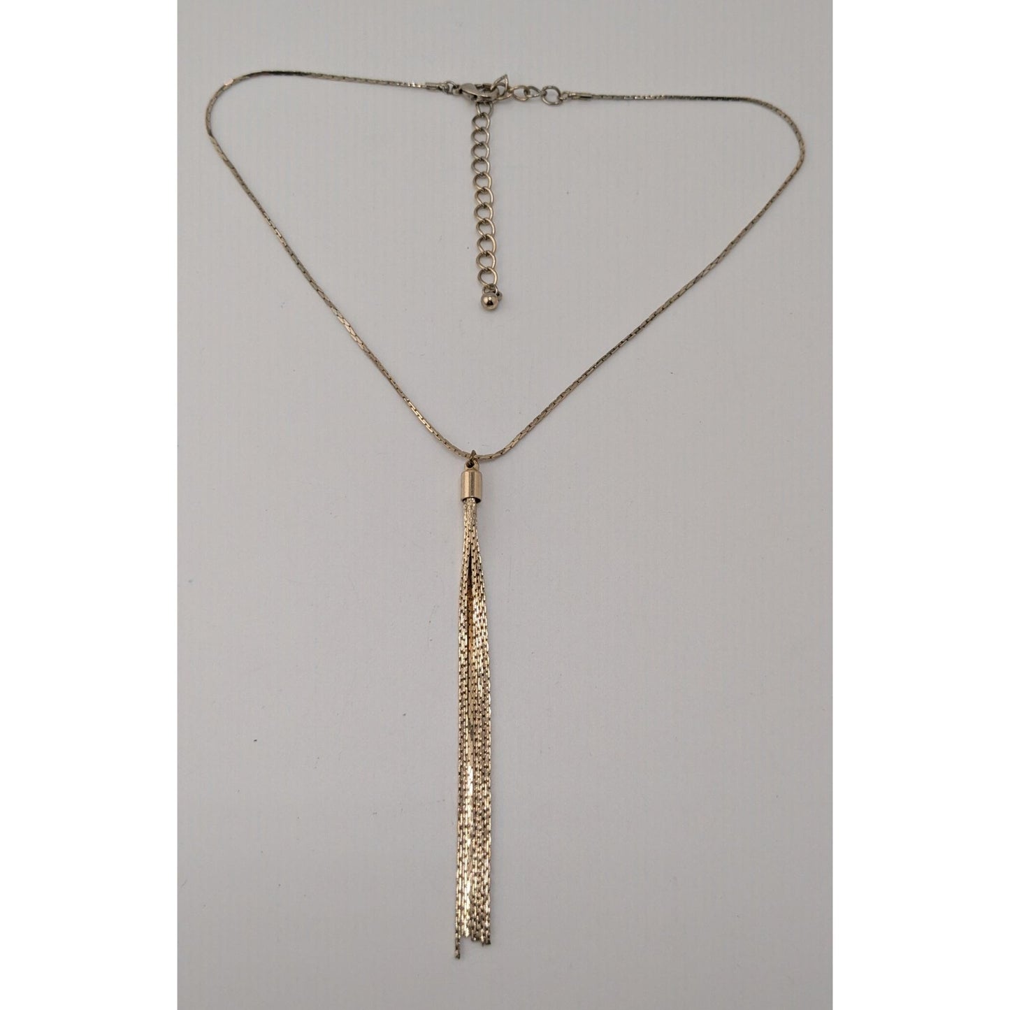 Vintage Gold Chain Necklace Tassel Pendant 70s Glam Statement Jewelry