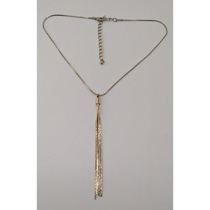 Vintage Gold Chain Necklace Tassel Pendant 70s Glam Statement Jewelry