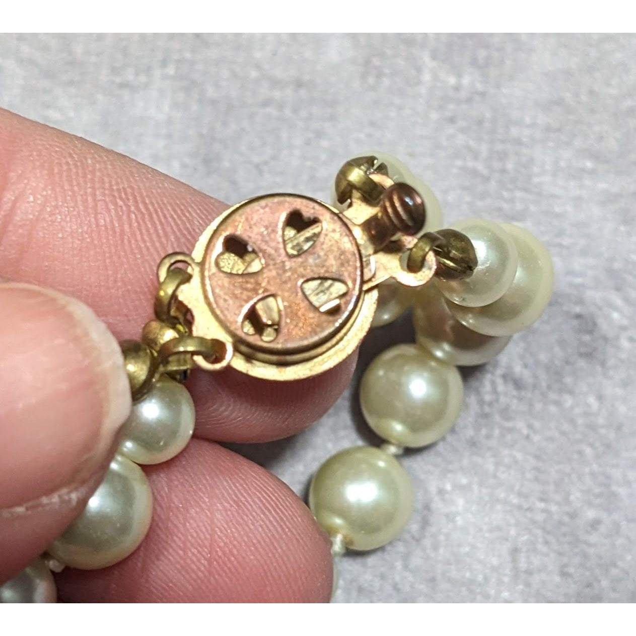 Vintage Elegant Glass Pearl Bracelet Double Strand With Box Clasp