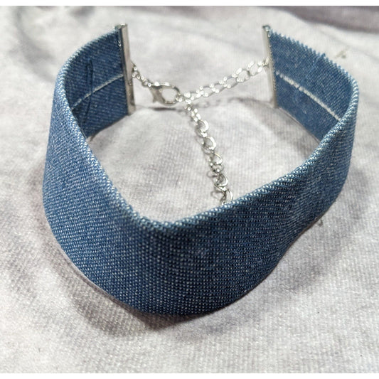 Nordstrom Blue Denim Wide Choker Necklace