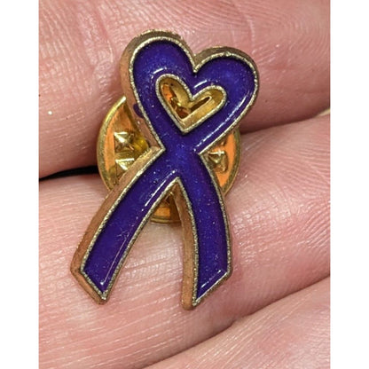 Autism Awareness Purple Heart Ribbon Lapel Pin