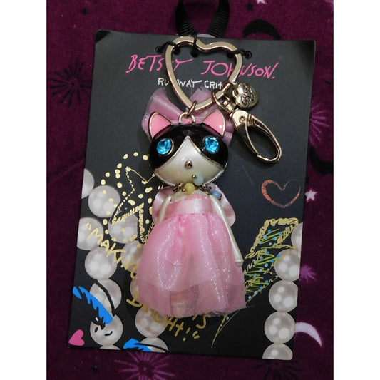Betsey Johnson Runway Critters Cat Keychain