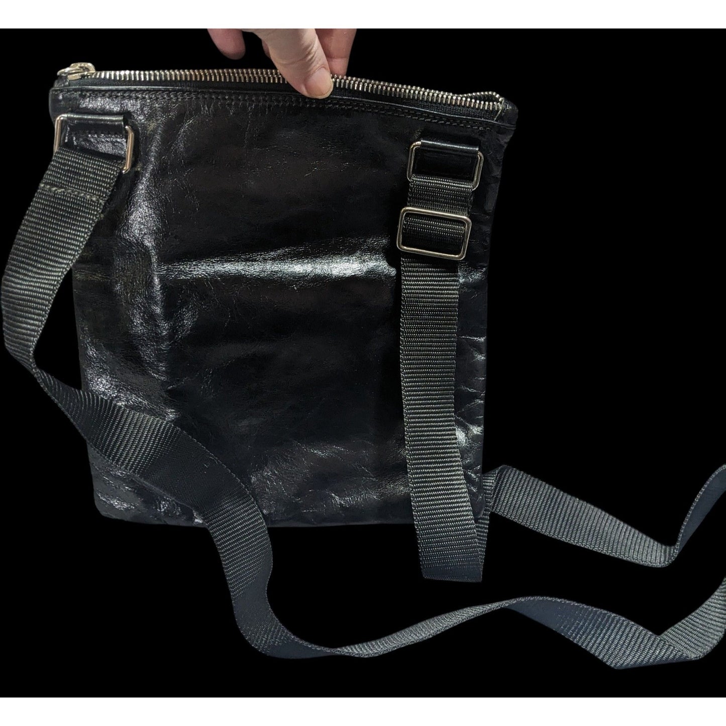 Vintage Designer Italian Leather Black Crossbody Bag