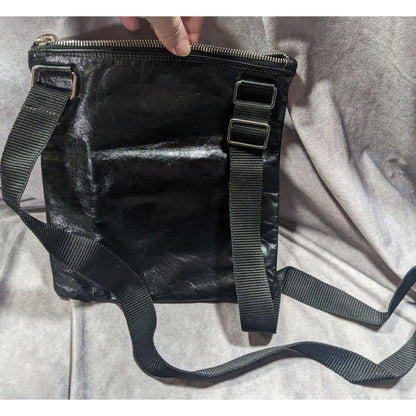 Vintage Designer Italian Leather Black Crossbody Bag