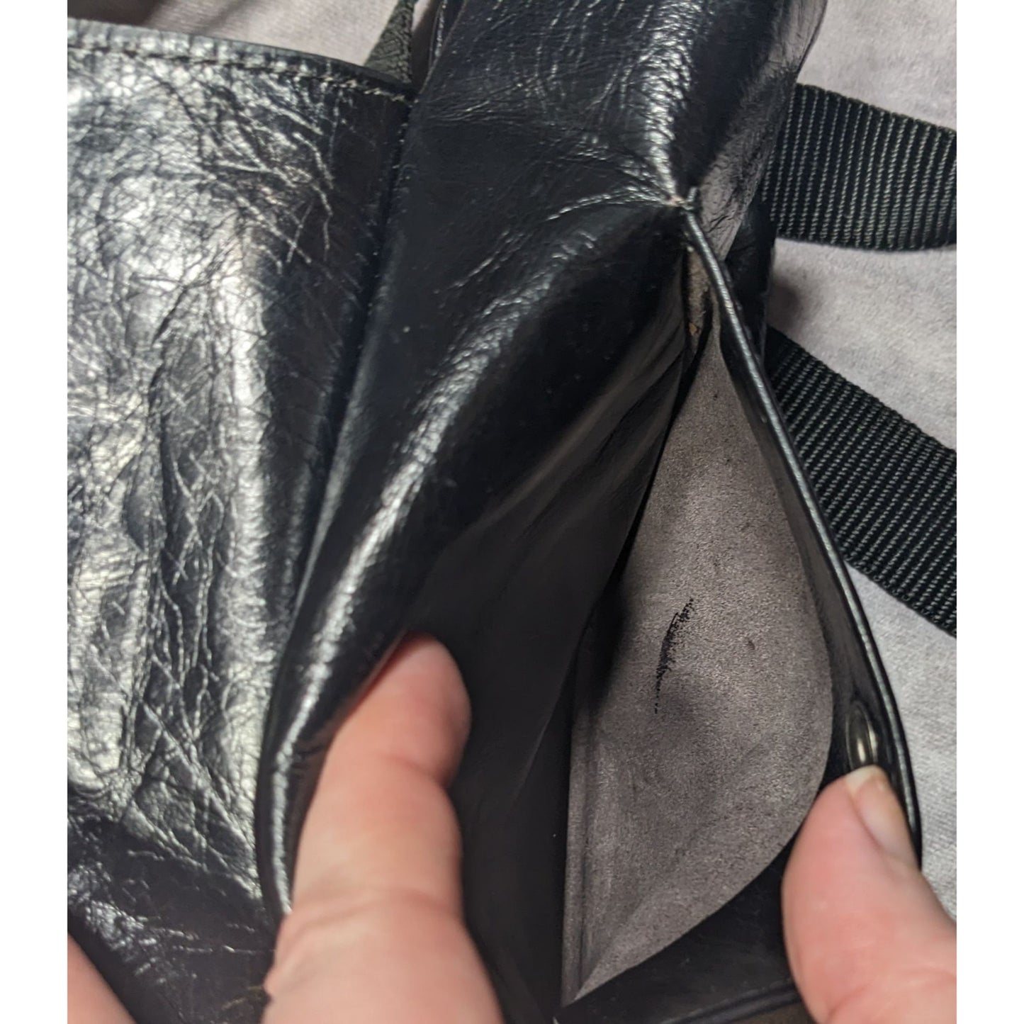 Vintage Designer Italian Leather Black Crossbody Bag