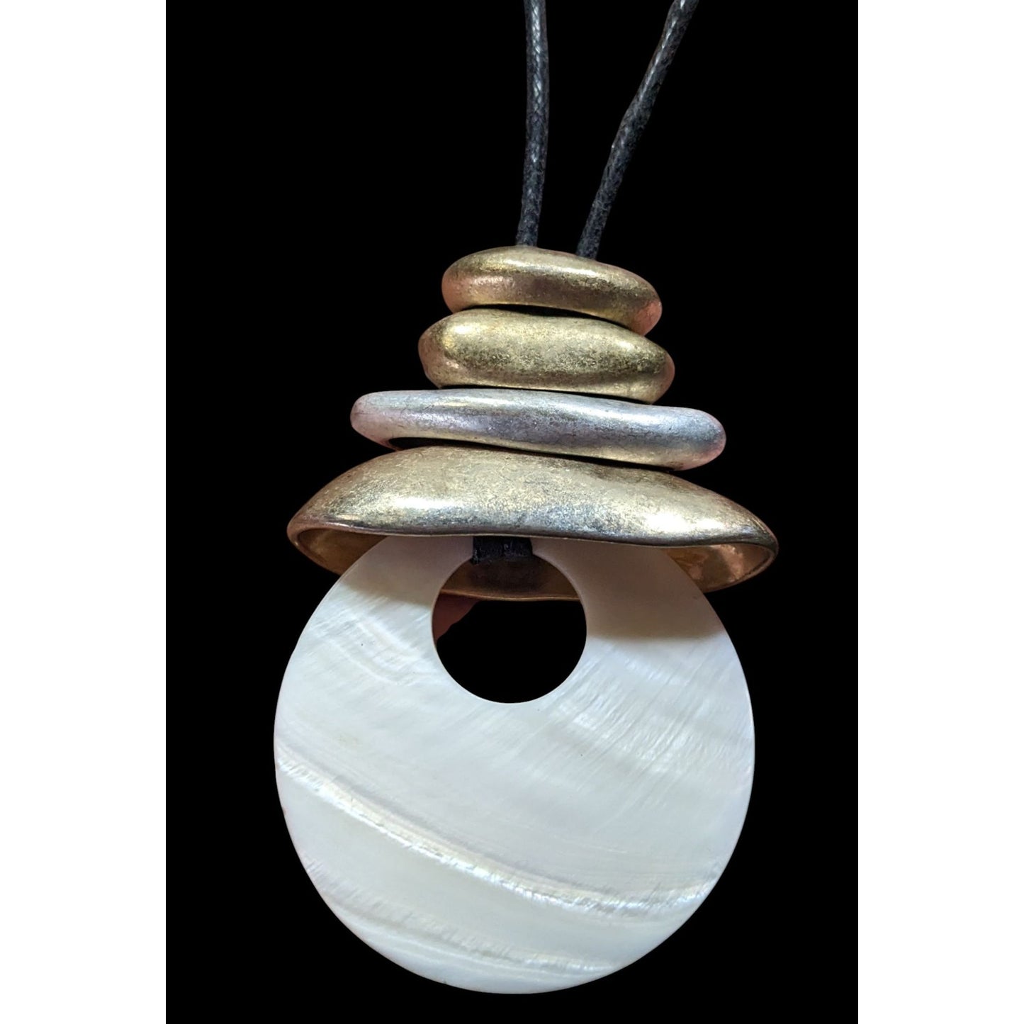Bella And Jack Brutalist Mother Of Pearl And Metal Pendant Necklace