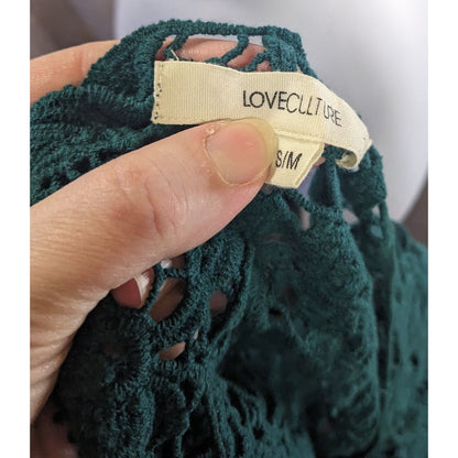 Love Culture Floral Crochet Lace Green Cropped Top Size S/M