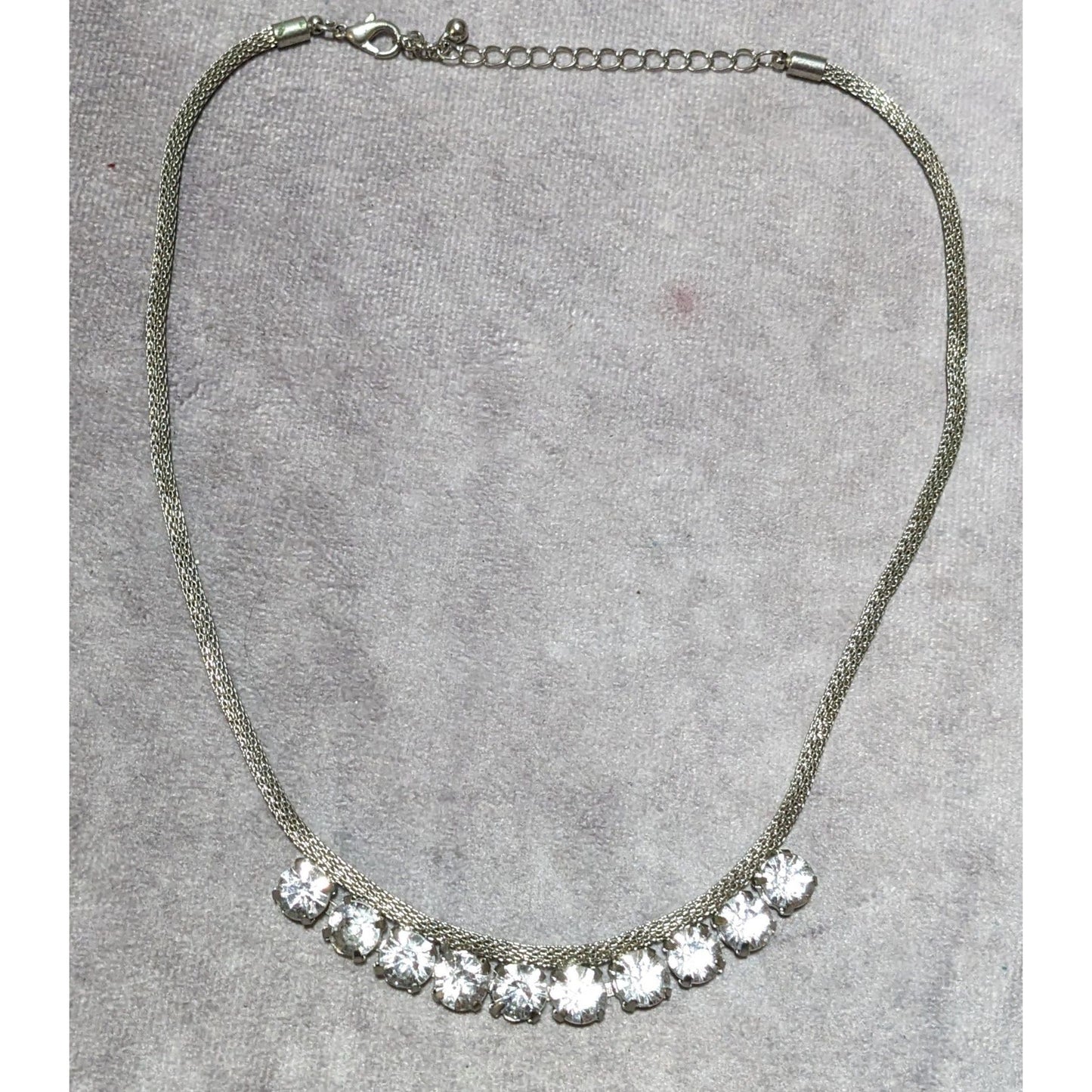 Vintage Mesh Tube Chain Rhinestone Necklace