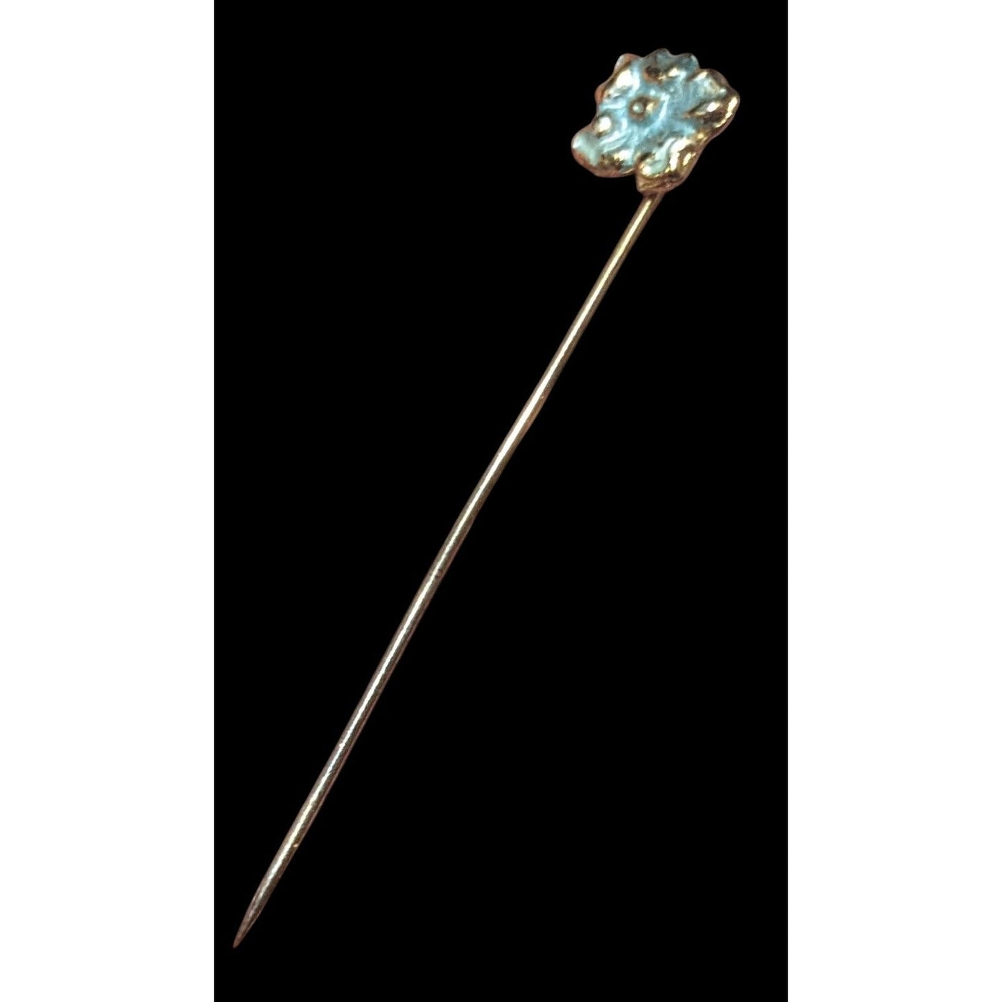 Vintage Blue Floral Enamel Gold Tone Stick Pin