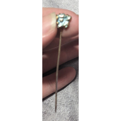 Vintage Blue Floral Enamel Gold Tone Stick Pin