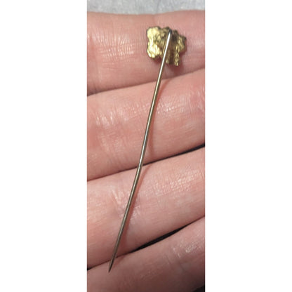 Vintage Blue Floral Enamel Gold Tone Stick Pin