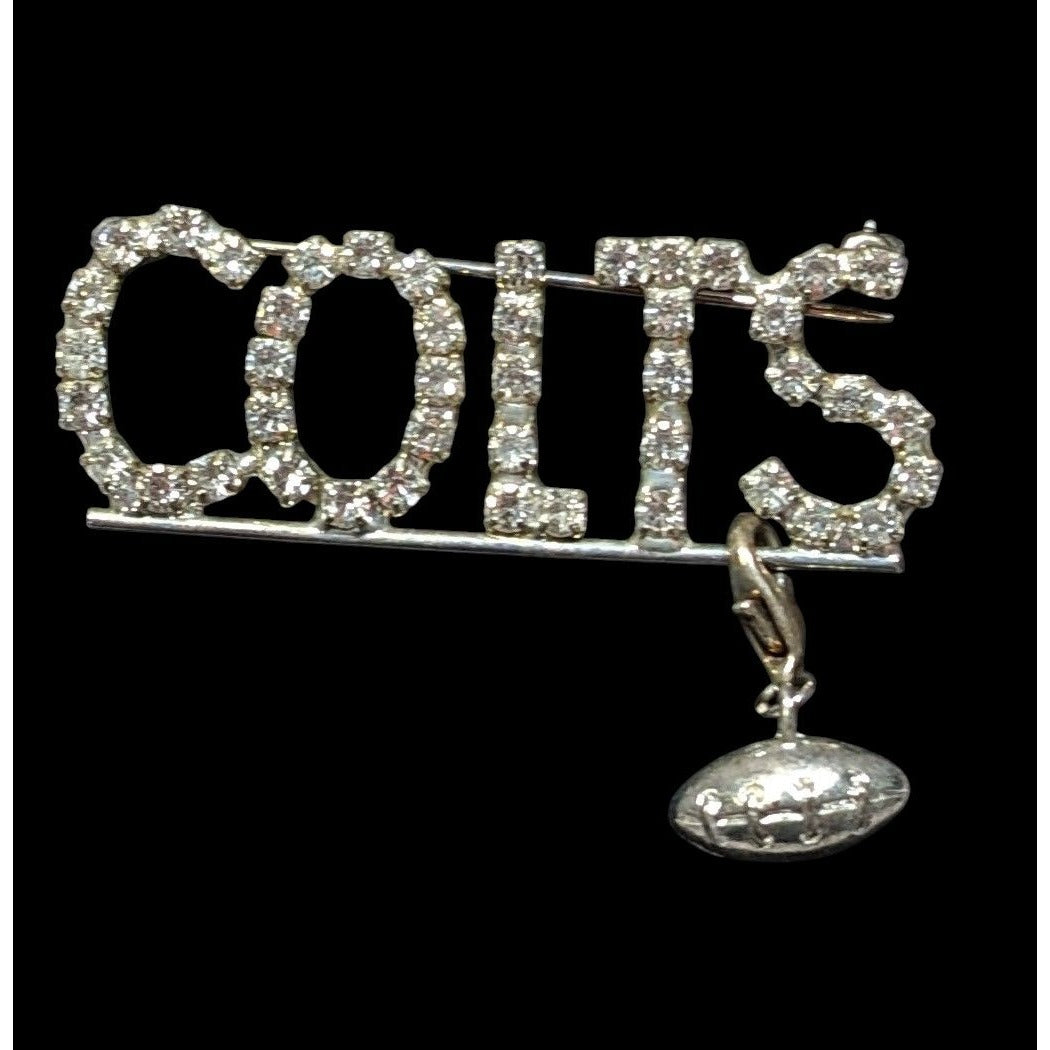 Vintage Colts Rhinestone Brooch With Detachable Football Charm