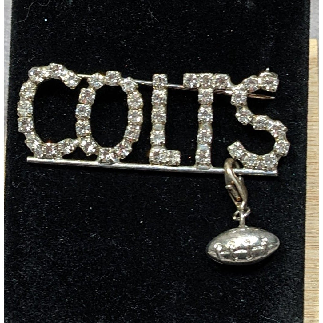 Vintage Colts Rhinestone Brooch With Detachable Football Charm