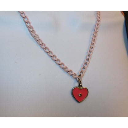 Casual Coquette Pink Heart Pendant Necklace