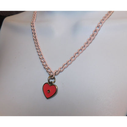 Casual Coquette Pink Heart Pendant Necklace