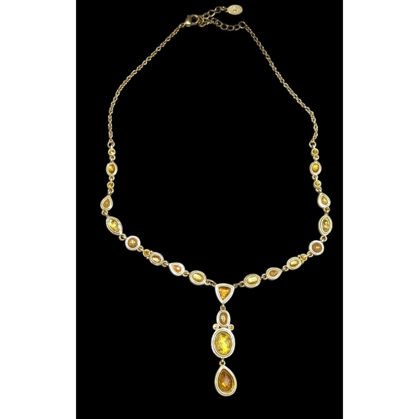 Versona Whimsical Elegant Gemmed Gold Tone Y Necklace