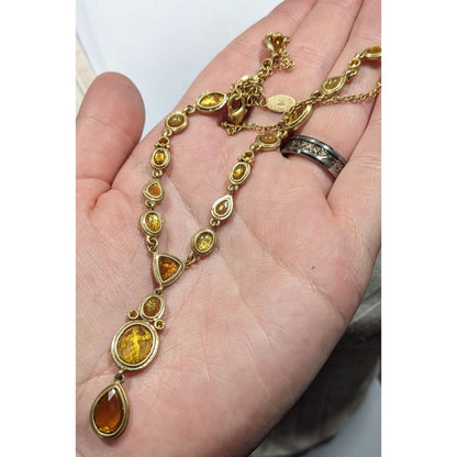 Versona Whimsical Elegant Gemmed Gold Tone Y Necklace