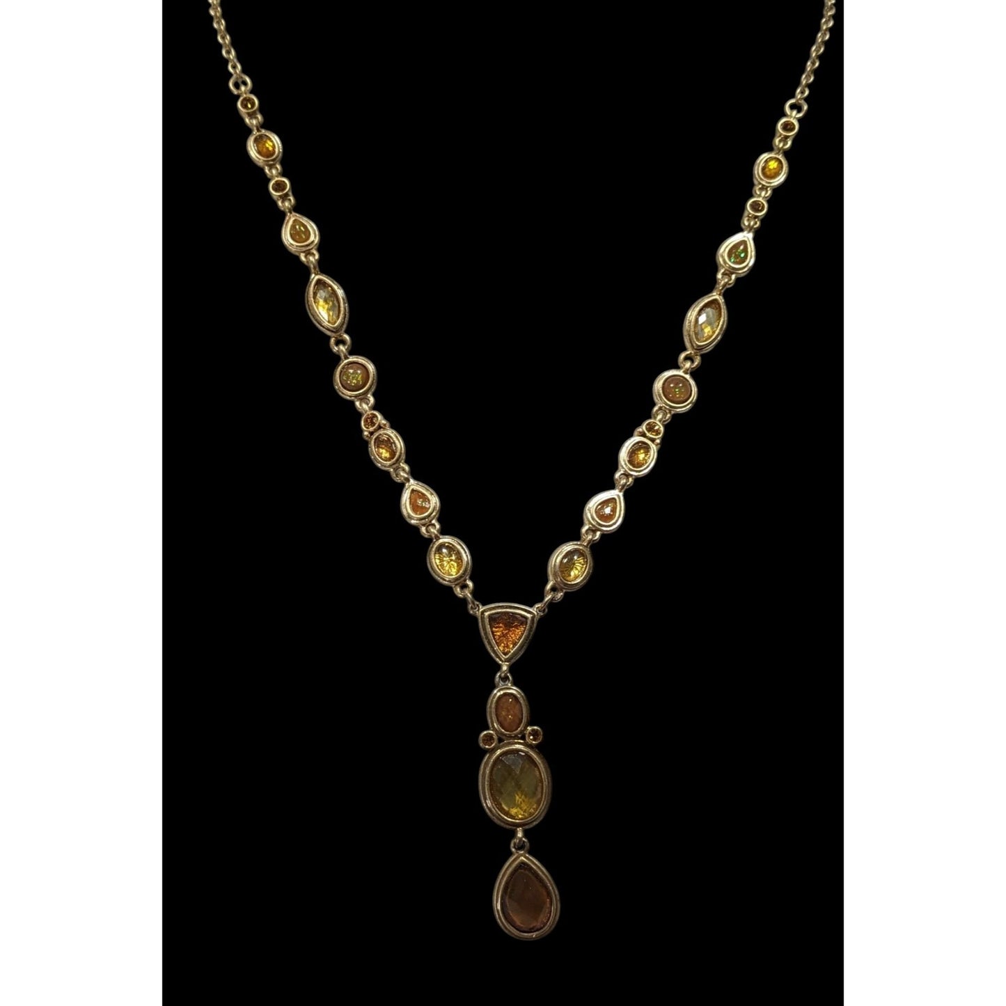 Versona Whimsical Elegant Gemmed Gold Tone Y Necklace