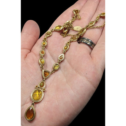 Versona Whimsical Elegant Gemmed Gold Tone Y Necklace