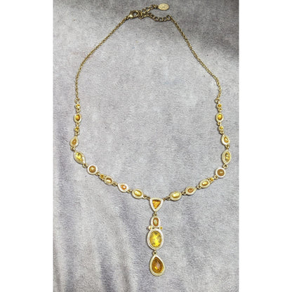Versona Whimsical Elegant Gemmed Gold Tone Y Necklace