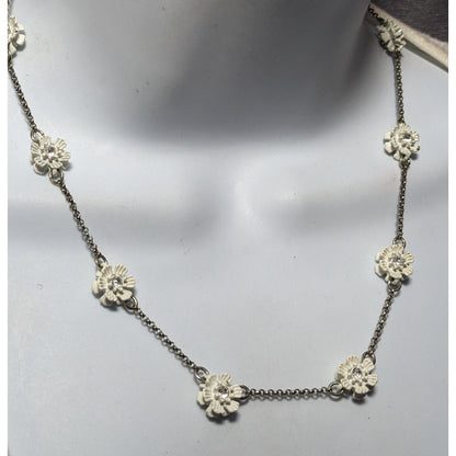 Vintage Crew Cuts White Floral Charm Necklace