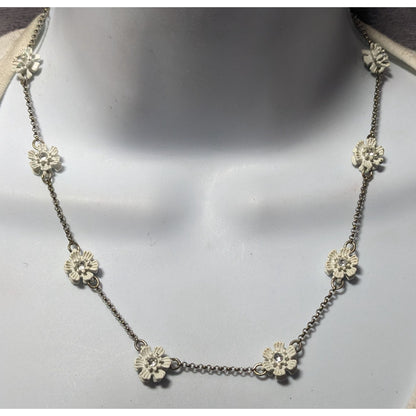 Vintage Crew Cuts White Floral Charm Necklace