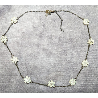 Vintage Crew Cuts White Floral Charm Necklace