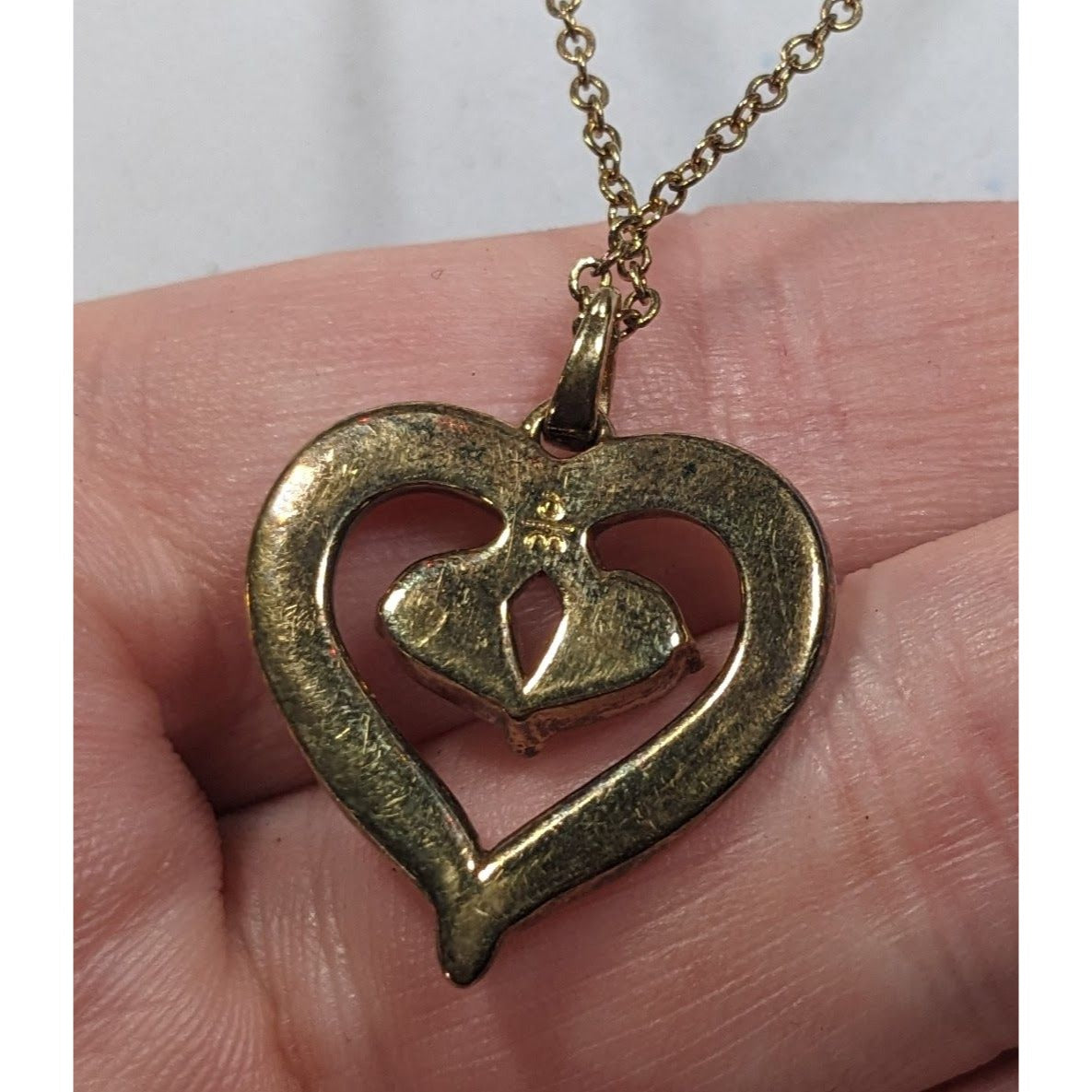 Danbury Mint Gold Plated Birthstone Heart Pendant Necklace
