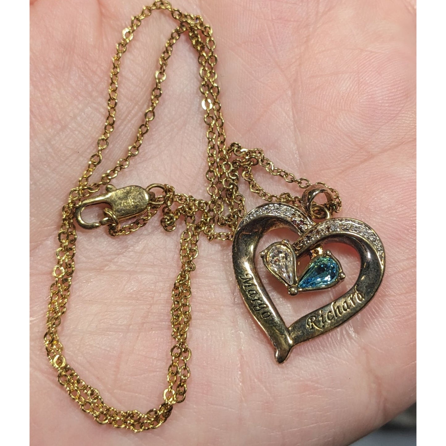 Danbury Mint Gold Plated Birthstone Heart Pendant Necklace
