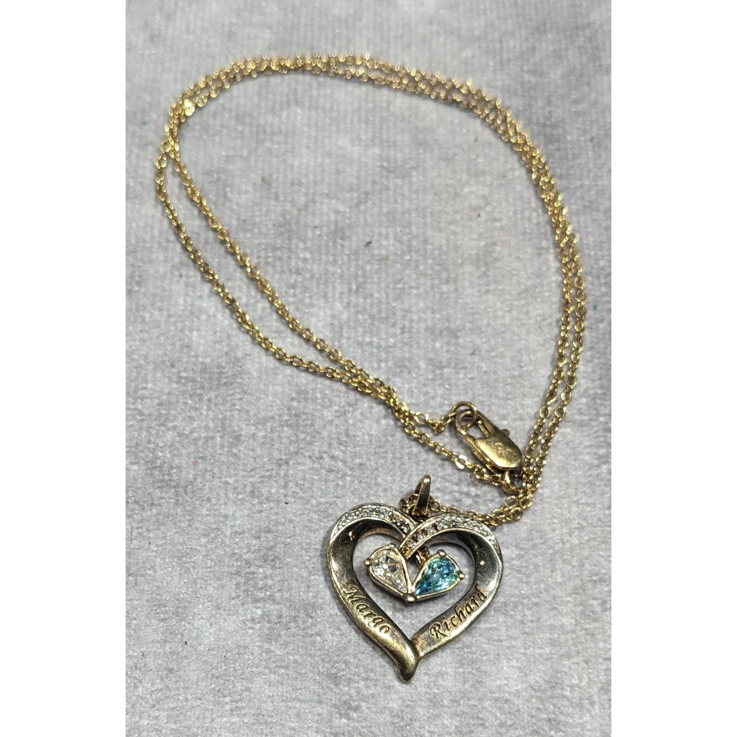 Danbury Mint Gold Plated Birthstone Heart Pendant Necklace