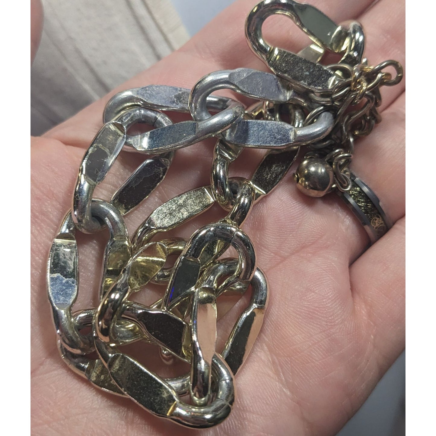 Chunky Silver/Gold Tone Chain Choker Necklace