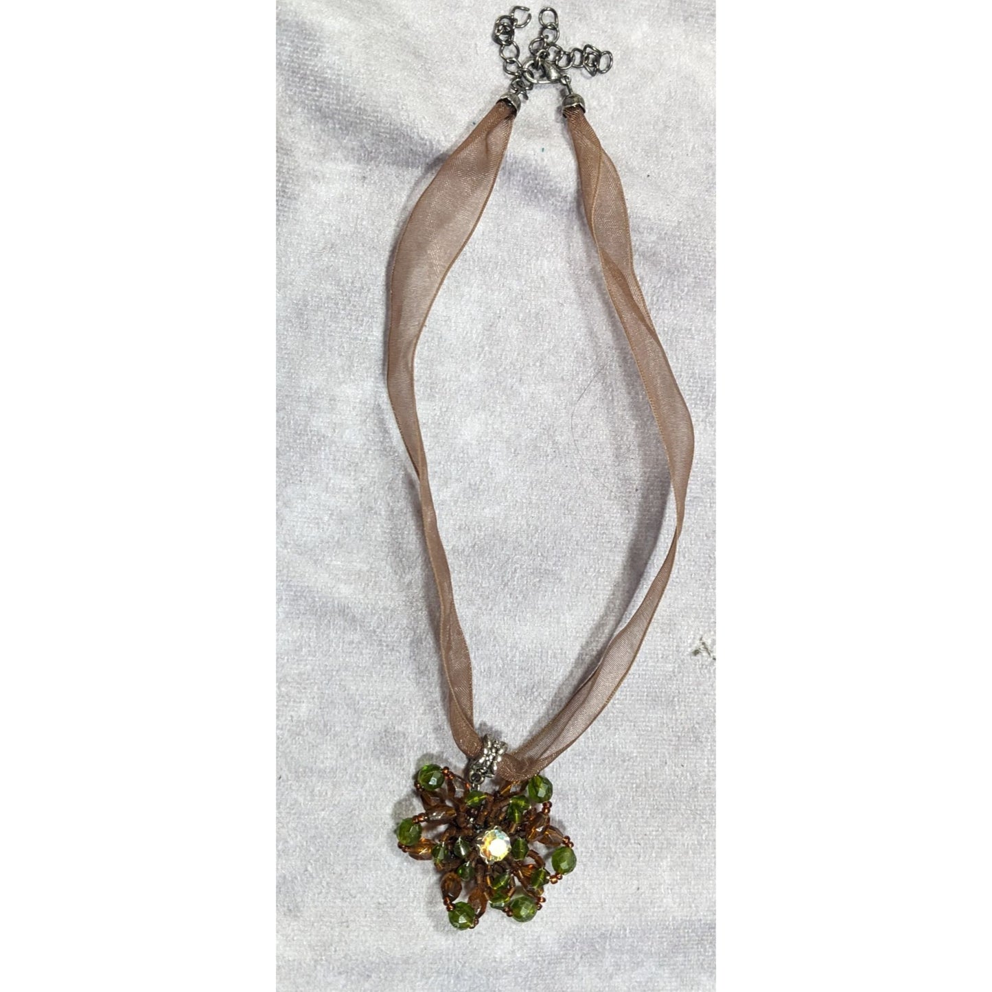 Fairycore Handmade Beaded Flower Pendant Necklace